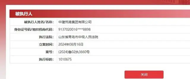 101万！中建筑港集团有限公司成被执行人