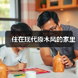 住在现代原木风的家里