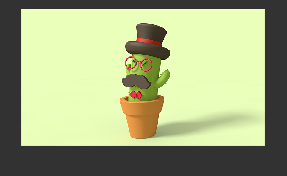 C4D制作卡通风格的3D仙人掌图标设计教程